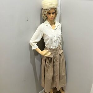 Women’s Vintage Maxi Cotton Taupe Pleated Skirt. Size 10